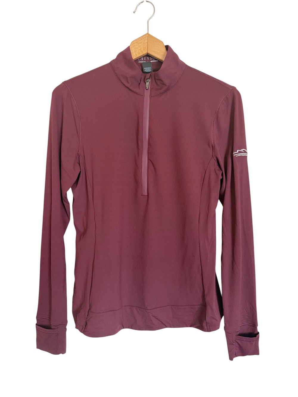 Greyson Halley Deep Plum Quarter Zip Long Sleeve Pullover Top size L